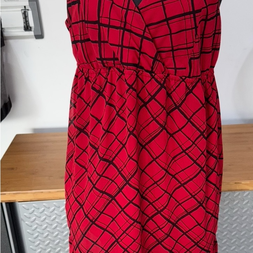 The Limited Red and Black Checkered Midi Dress